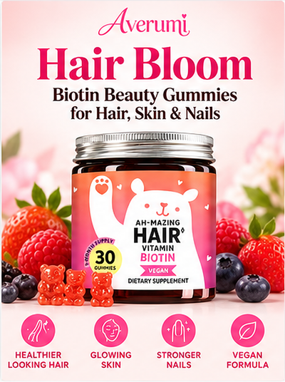 Averumi Hair Bloom | Biotin Beauty Gummies for Hair, Skin & Nails